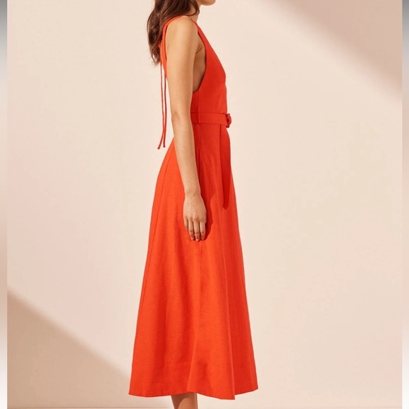 Shona Joy Cecilia Plunged Panelled Midi Dress Hibiscus Size 10 NWT - Picture 3 of 5